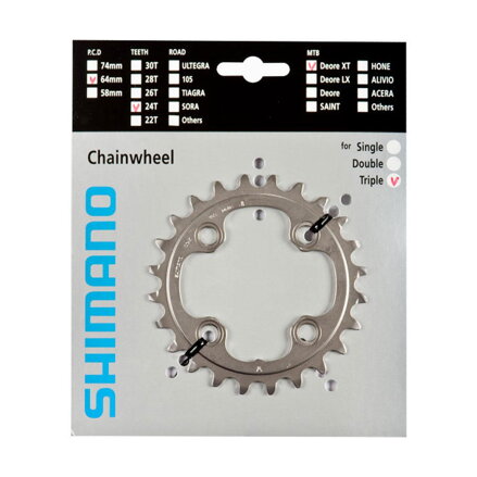 SHIMANO menjalnik 24z. FC-M780 XT srebrna. 64 mm