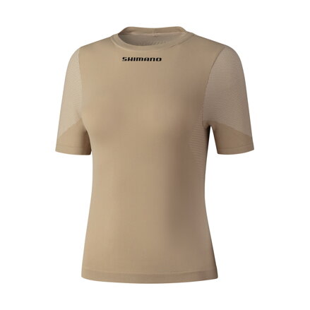 SHIMANO Ženska majica s kratkimi rokavi VERTEX SS BASE LAYER svetlo rjava